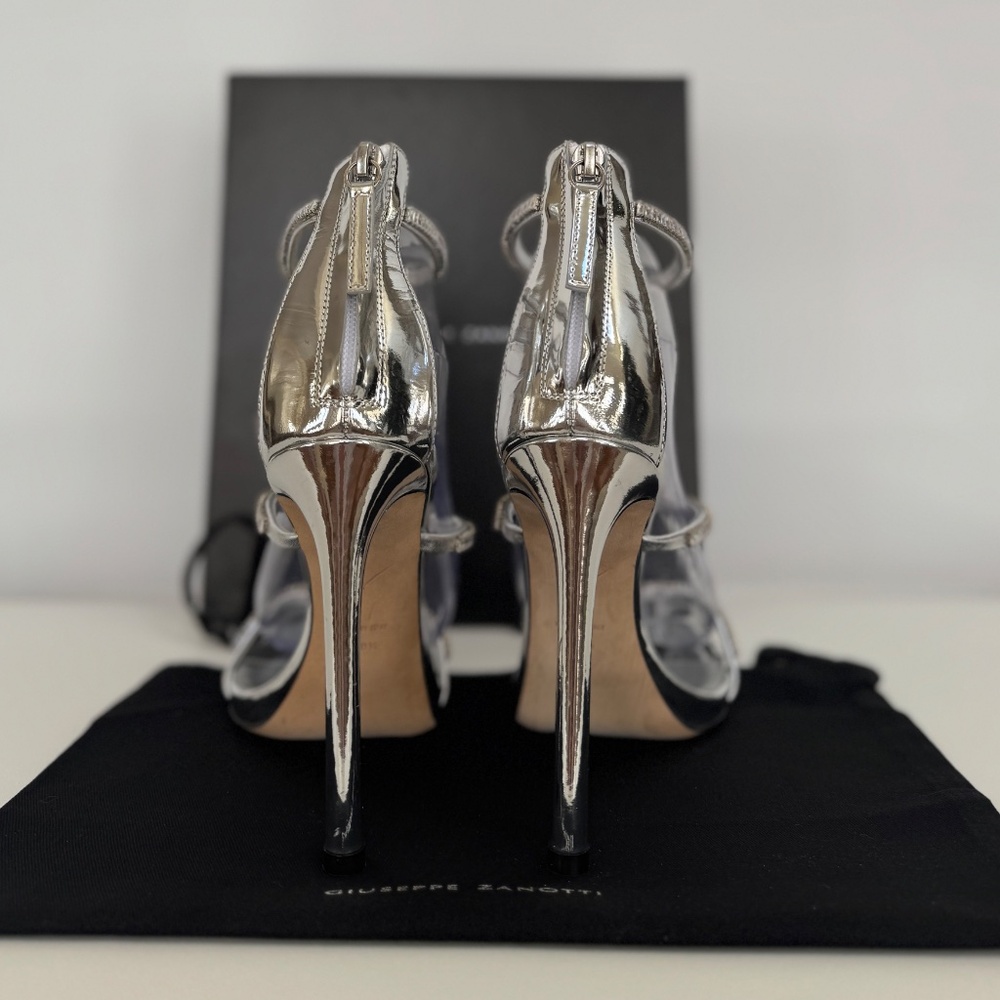 Giuseppe Zanotti Metallic Silver 115 South Crystal Sandal US8.5/38.5 - Picture 11 of 14